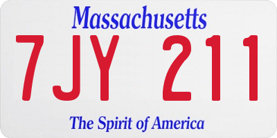 MA license plate 7JY211