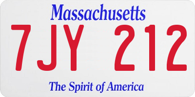 MA license plate 7JY212