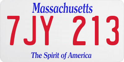 MA license plate 7JY213