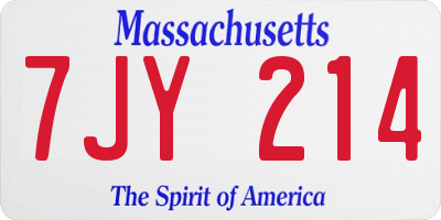 MA license plate 7JY214
