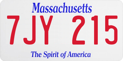 MA license plate 7JY215