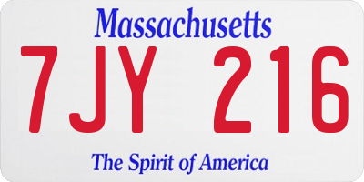 MA license plate 7JY216