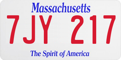 MA license plate 7JY217