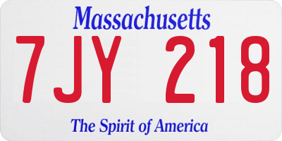 MA license plate 7JY218