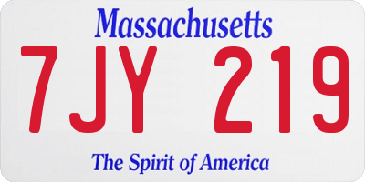 MA license plate 7JY219