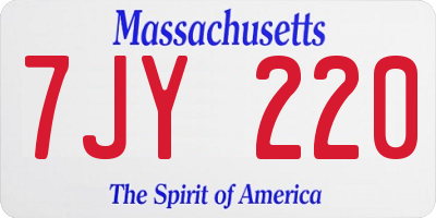 MA license plate 7JY220