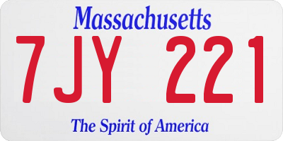MA license plate 7JY221