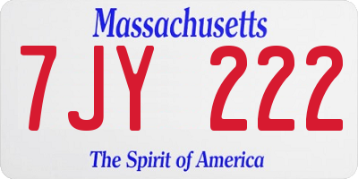 MA license plate 7JY222