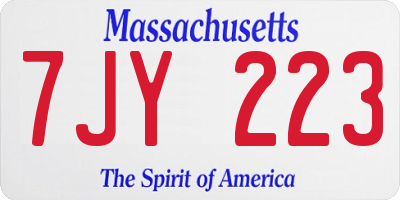 MA license plate 7JY223