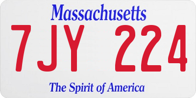 MA license plate 7JY224