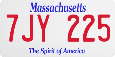 MA license plate 7JY225