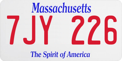 MA license plate 7JY226