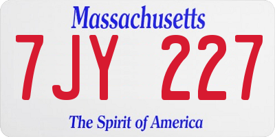 MA license plate 7JY227