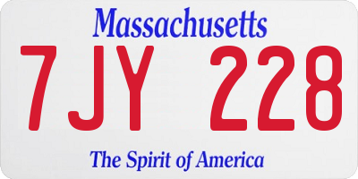 MA license plate 7JY228