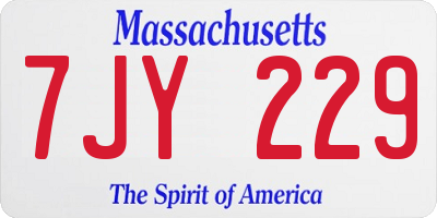 MA license plate 7JY229