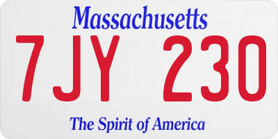 MA license plate 7JY230