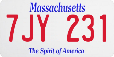 MA license plate 7JY231