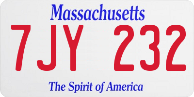 MA license plate 7JY232