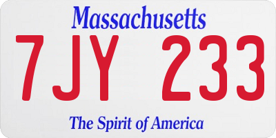 MA license plate 7JY233