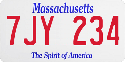 MA license plate 7JY234