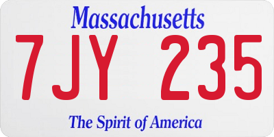 MA license plate 7JY235