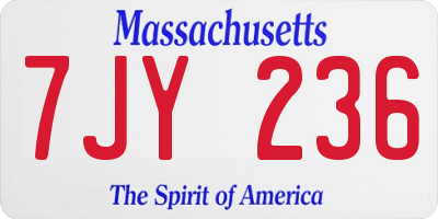 MA license plate 7JY236