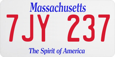 MA license plate 7JY237