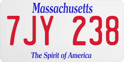 MA license plate 7JY238