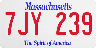 MA license plate 7JY239