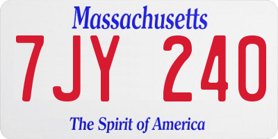 MA license plate 7JY240