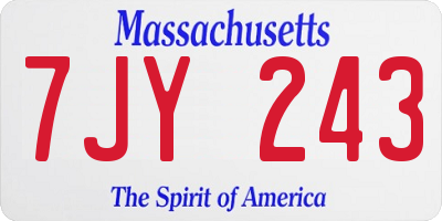 MA license plate 7JY243