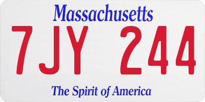 MA license plate 7JY244