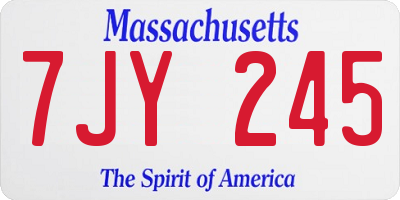 MA license plate 7JY245