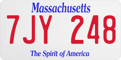 MA license plate 7JY248