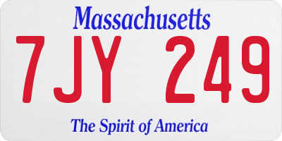 MA license plate 7JY249