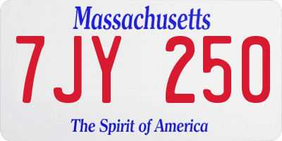 MA license plate 7JY250