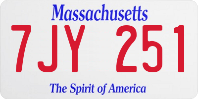 MA license plate 7JY251