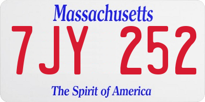 MA license plate 7JY252