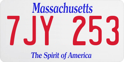 MA license plate 7JY253