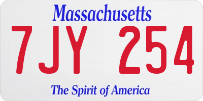 MA license plate 7JY254