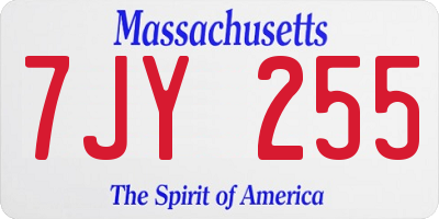 MA license plate 7JY255