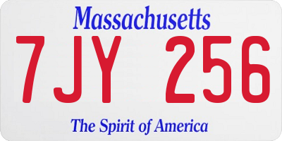MA license plate 7JY256