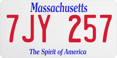MA license plate 7JY257