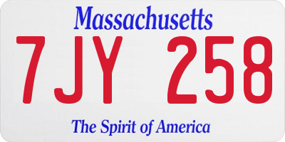 MA license plate 7JY258