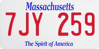 MA license plate 7JY259