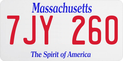 MA license plate 7JY260