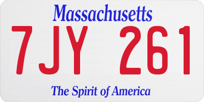 MA license plate 7JY261