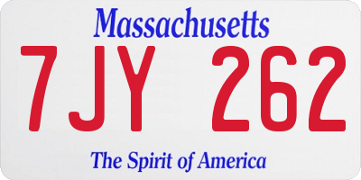 MA license plate 7JY262