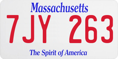 MA license plate 7JY263
