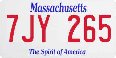 MA license plate 7JY265